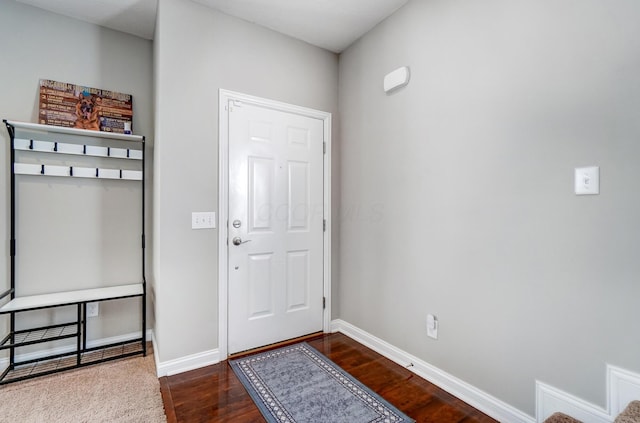 interior space with dark hardwood / wood-style floors