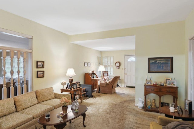 living area with carpet floors