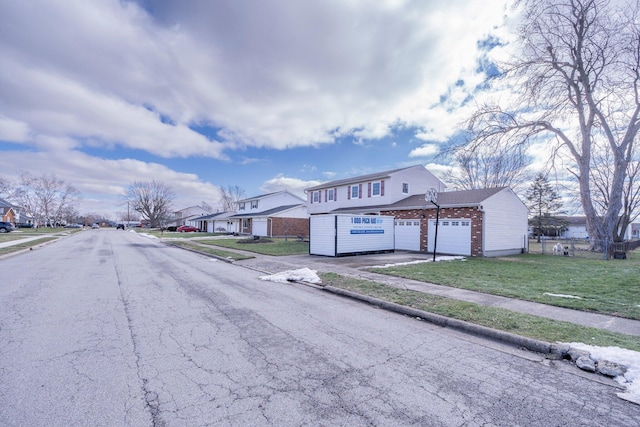 view of street with a residential view, curbs, and sidewalks