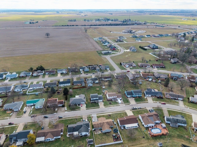 bird's eye view featuring a rural view and a residential view