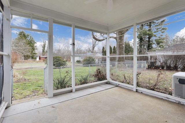 view of unfurnished sunroom