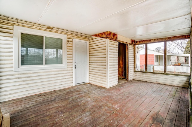 view of unfurnished sunroom