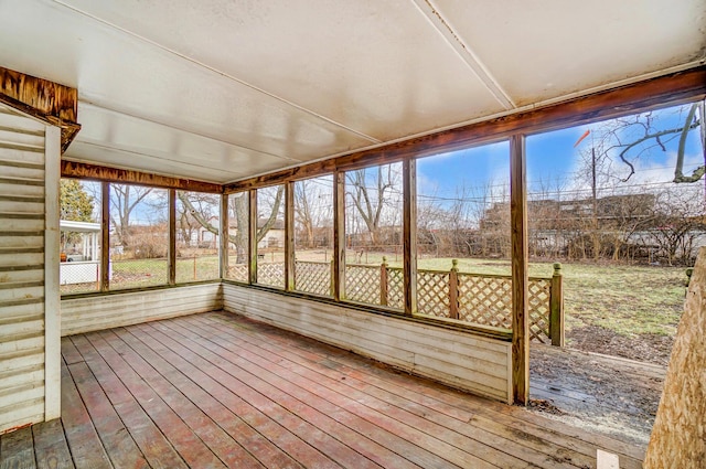 view of unfurnished sunroom