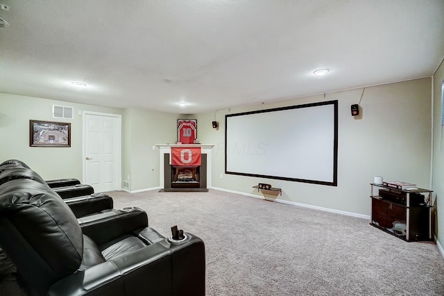 view of carpeted home theater room