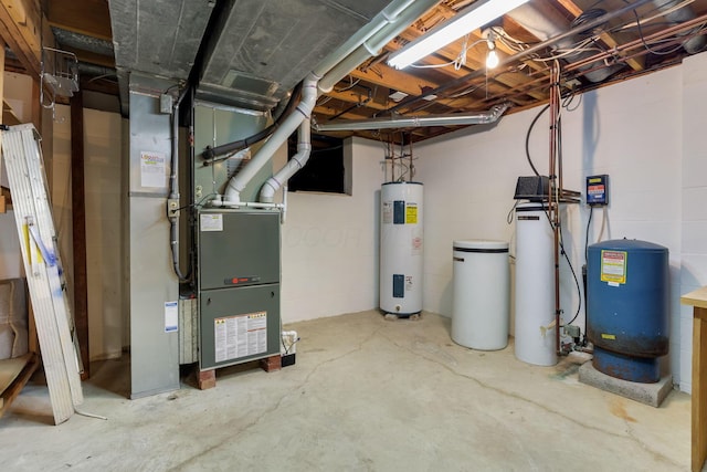 utility room featuring electric water heater