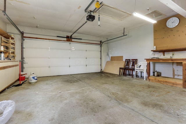 garage with a garage door opener