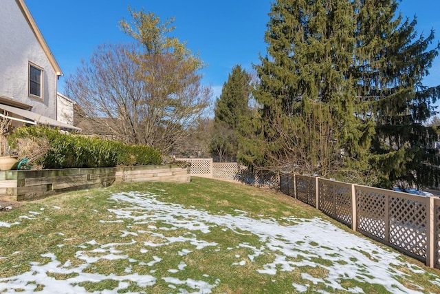 view of yard layered in snow