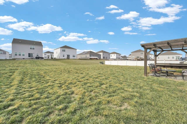 view of yard with a pergola