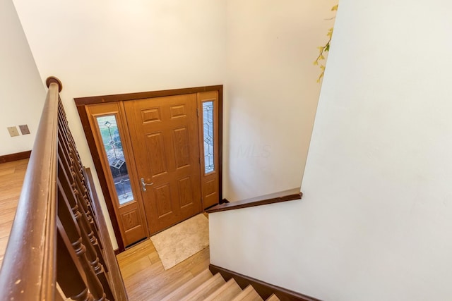 entrance foyer with light wood-type flooring