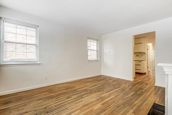 spare room with hardwood / wood-style floors