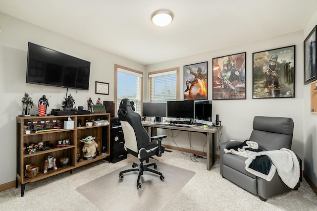 view of carpeted office space