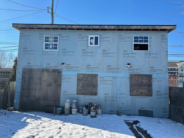 view of snow covered exterior