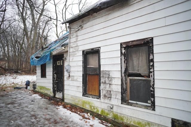 view of snowy exterior