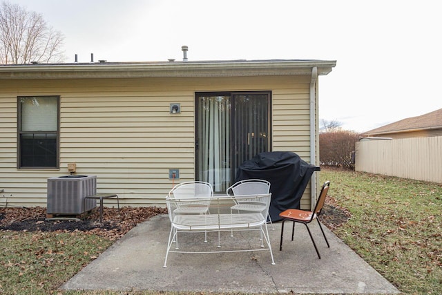 view of patio with central AC and area for grilling