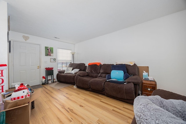 living room with hardwood / wood-style floors