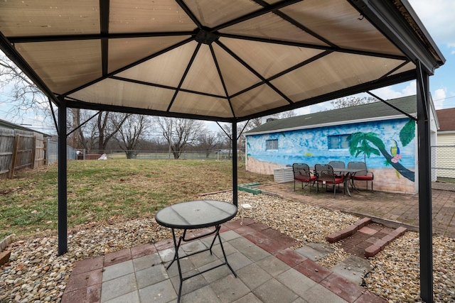 view of patio / terrace featuring a gazebo