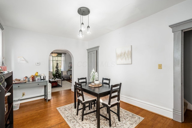 dining room with hardwood / wood-style flooring