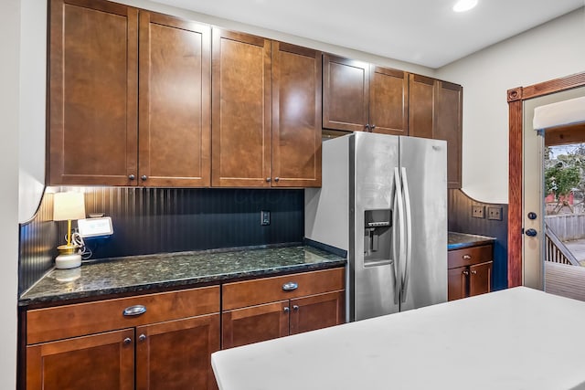 kitchen with stainless steel fridge