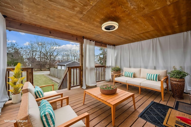 deck featuring an outdoor living space