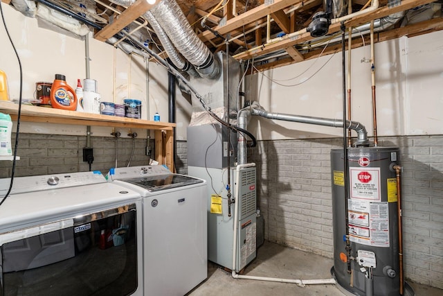7083 Gallant Fox Dr Unit 4, New Albany, OH 43054 - washroom featuring water heater, washer and clothes dryer, and heating unit