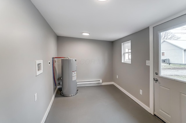 utility room with water heater and baseboard heating