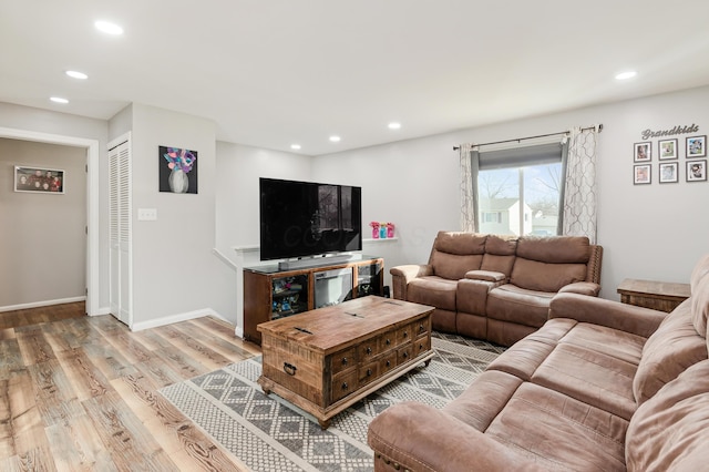 living room featuring light hardwood / wood-style floors