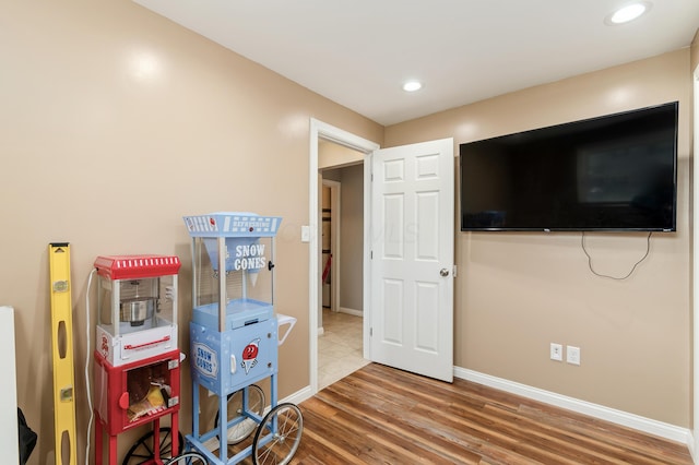 interior space with hardwood / wood-style floors