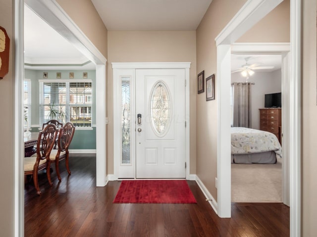 foyer with dark wood-type flooring