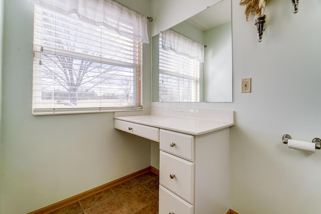 bathroom featuring vanity and tile patterned flooring