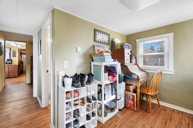 interior space with light hardwood / wood-style flooring