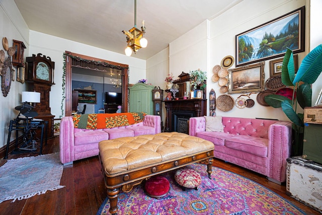 living room featuring hardwood / wood-style flooring