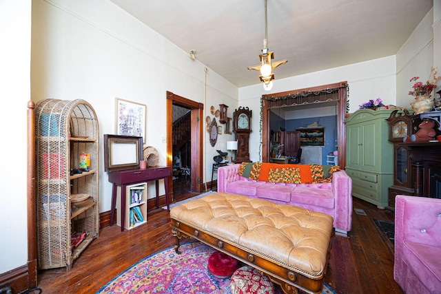 living room with hardwood / wood-style floors