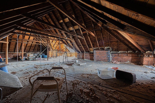 view of unfinished attic