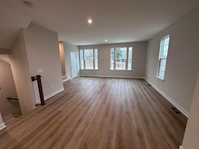 unfurnished living room featuring hardwood / wood-style floors