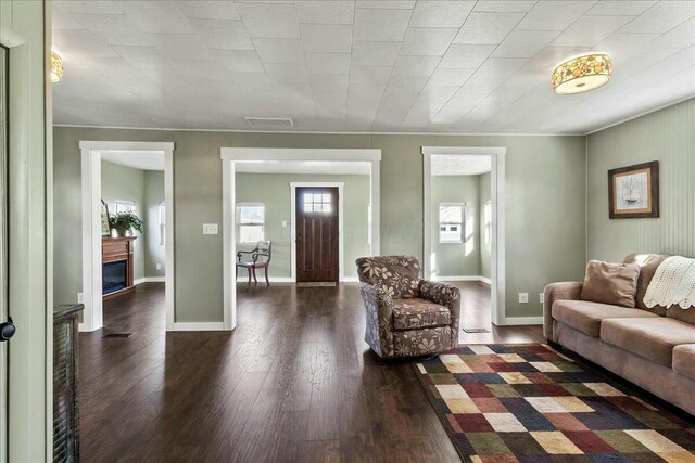 8899 Walnut St, Lakeview, OH 43331 - living room featuring dark wood-type flooring