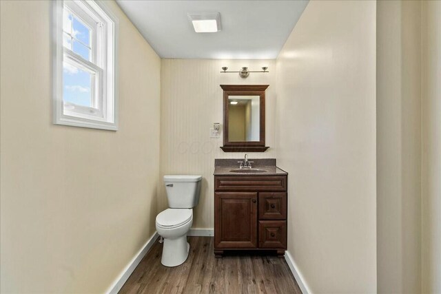 8899 Walnut St, Lakeview, OH 43331 - bathroom with vanity, hardwood / wood-style floors, and toilet