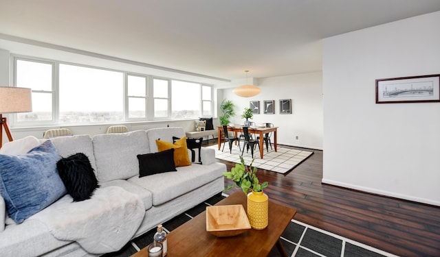 living room featuring dark hardwood / wood-style flooring