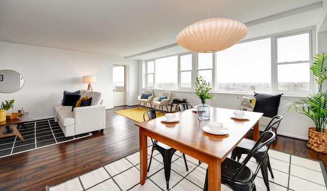 dining space featuring light hardwood / wood-style flooring and a wealth of natural light