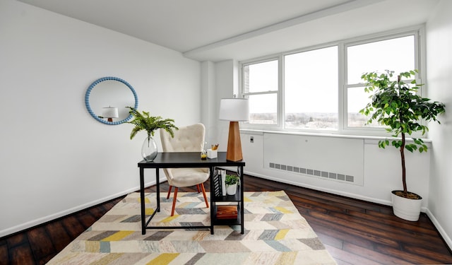 office space with dark hardwood / wood-style floors