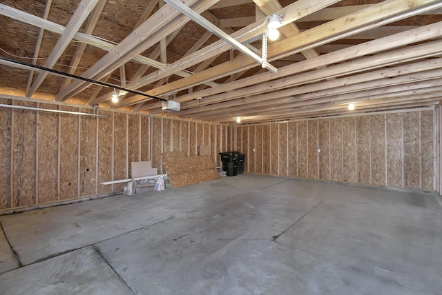 garage with a garage door opener