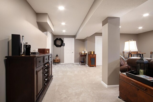 interior space with light colored carpet