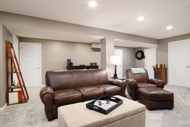 living room with light carpet