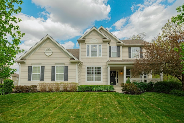 view of front of home featuring a front yard