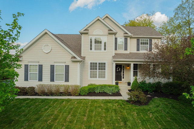 view of front facade featuring a front lawn