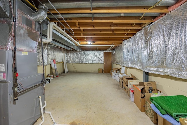 basement with heating unit