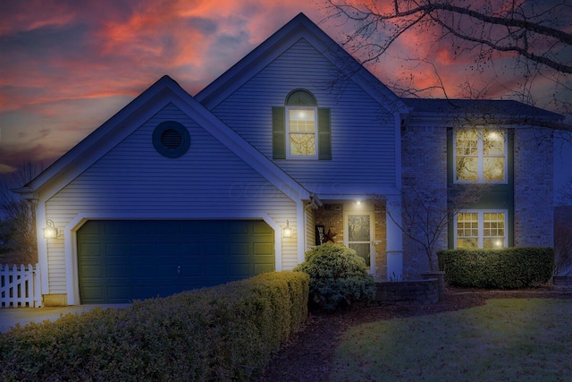 view of front of house with a garage