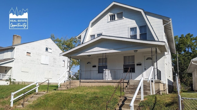 view of front of property with covered porch