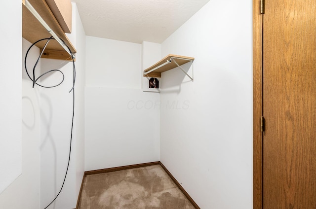 spacious closet with light colored carpet