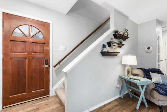 entrance foyer with light hardwood / wood-style flooring