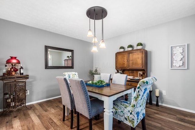 dining space featuring dark wood-type flooring